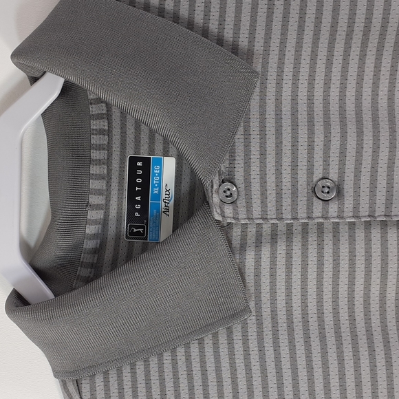 PGA Tour Air Flux Men's Polo Shirt XL  Gray Stripe Style PR4755 - Picture 3 of 12